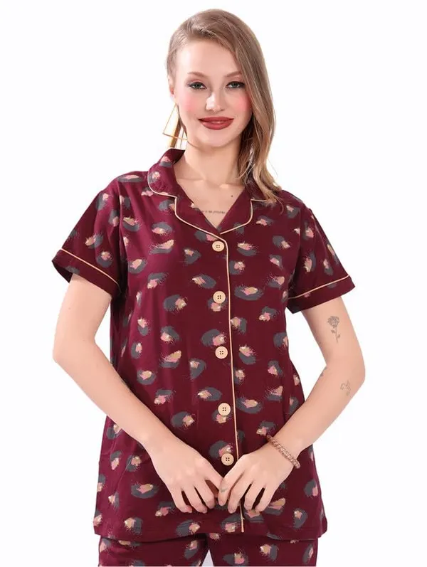 Maroon_Two_Way_Lycra_Regular_Fit_Solid_Night_Wear_For_Women