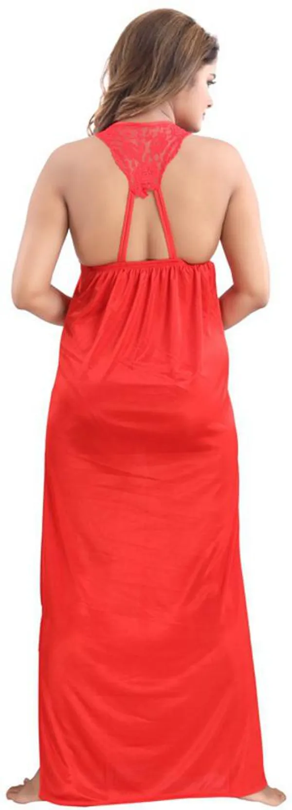 Red_Satin_Solid_Regular_Fit_Nighty_Set_For_Women_(4_pcs)