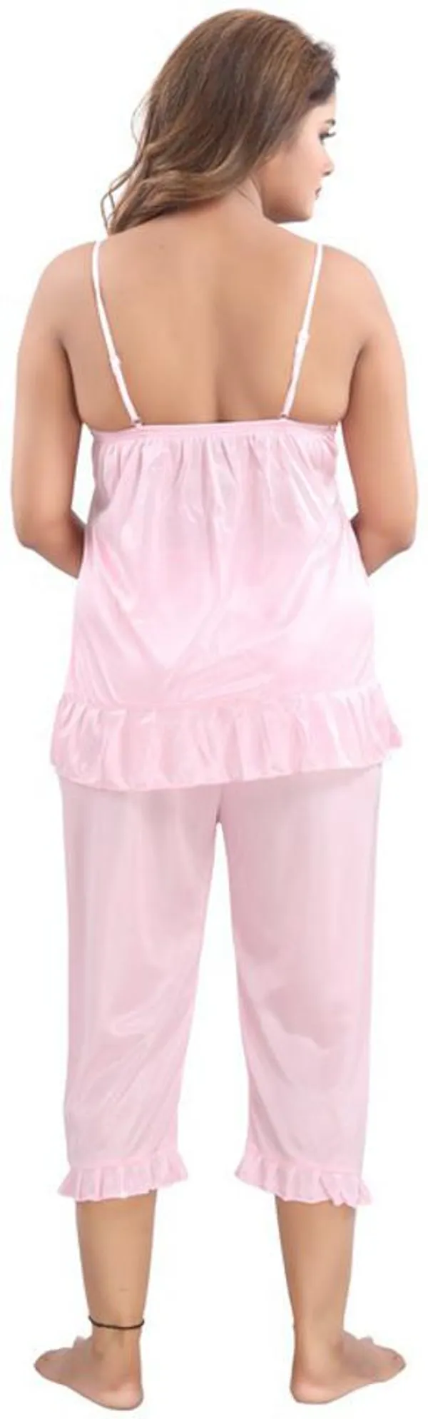 Pink_Satin_Solid_Regular_Fit_Nighty_Set_For_Women_(4_pcs)