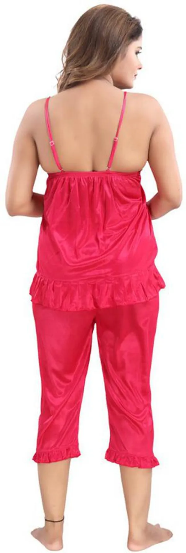 Pink_Satin_Solid_Regular_Fit_Nighty_Set_For_Women_(4_pcs)
