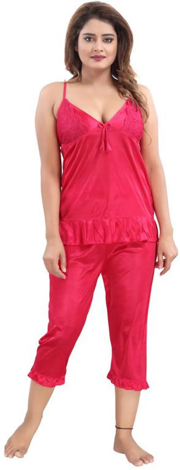 Pink_Satin_Solid_Regular_Fit_Nighty_Set_For_Women_(4_pcs)