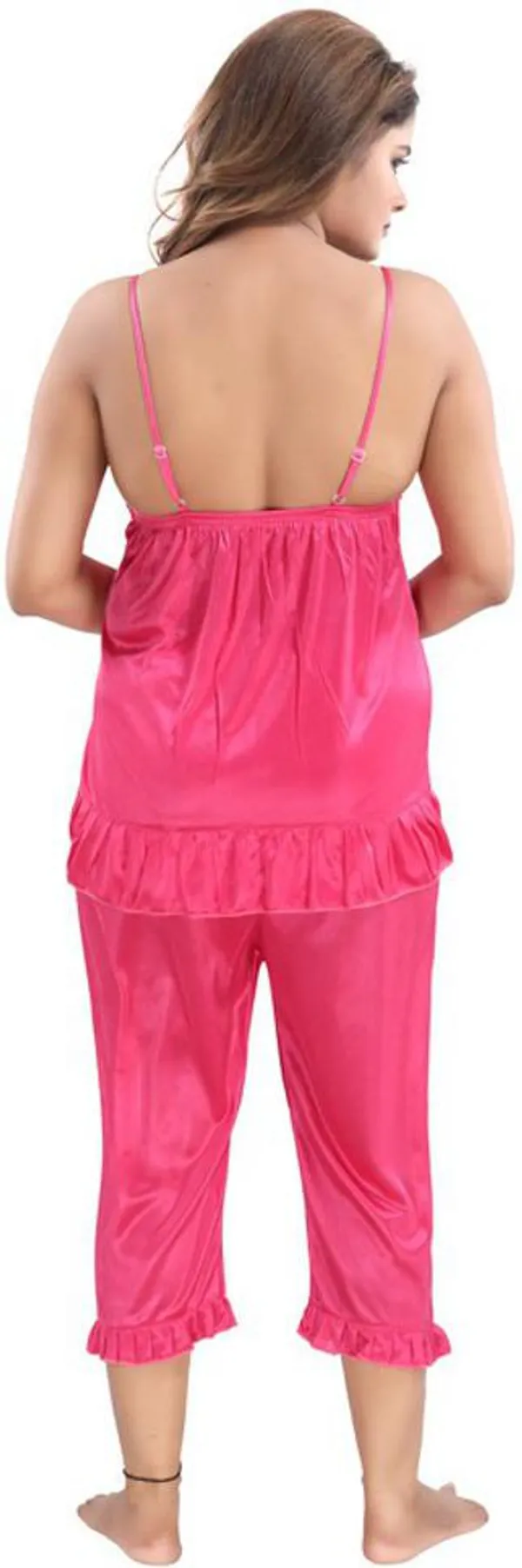 Pink_Satin_Solid_Regular_Fit_Nighty_Set_For_Women_(4_pcs)