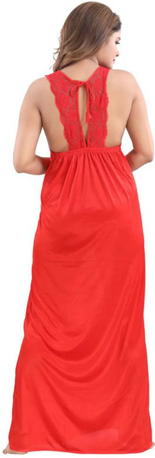 Red_Satin_Solid_Regular_Fit_Nighty_Set_For_Women_(4_pcs)