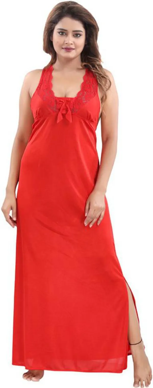 Red_Satin_Solid_Regular_Fit_Nighty_Set_For_Women_(4_pcs)