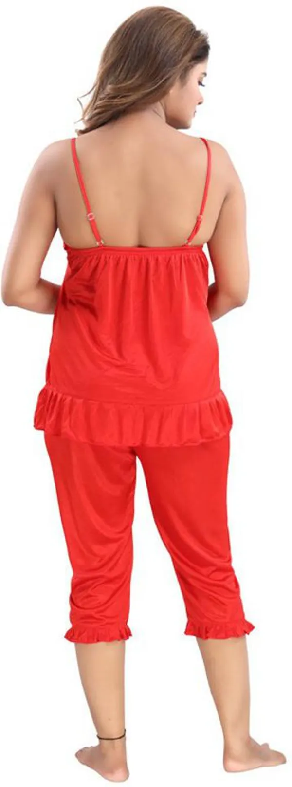 Red_Satin_Solid_Regular_Fit_Nighty_Set_For_Women_(4_pcs)