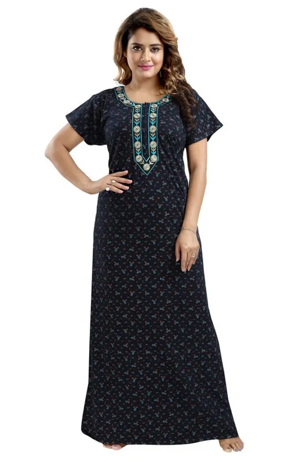 Dark_Blue_Two_Way_Lycra_Regular_Fit_Solid_Night_Wear_For_Women