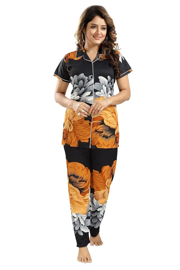 Yellow_Two_Way_Lycra_Regular_Fit_Solid_Night_Wear_For_Women