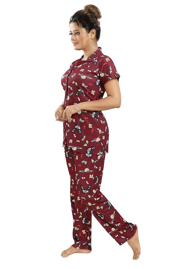 Maroon_Two_Way_Lycra_Regular_Fit_Solid_Night_Wear_For_Women