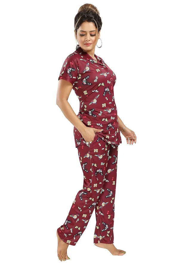 Maroon_Two_Way_Lycra_Regular_Fit_Solid_Night_Wear_For_Women