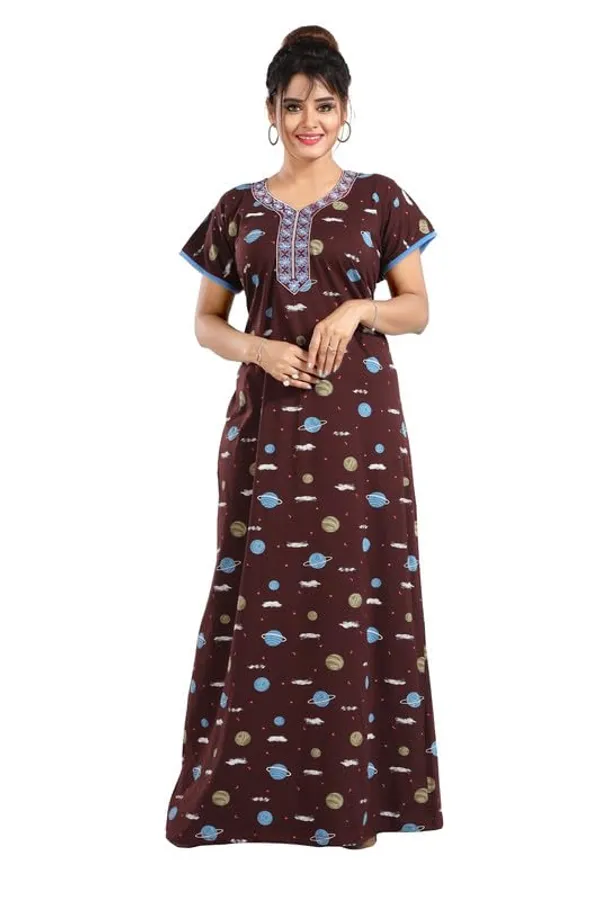 Dark_Brown_Two_Way_Lycra_Regular_Fit_Solid_Night_Wear_For_Women