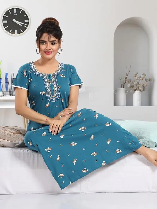 Light_Blue_Two_Way_Lycra_Regular_Fit_Solid_Night_Wear_For_Women