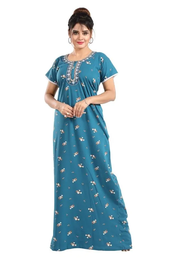Light_Blue_Two_Way_Lycra_Regular_Fit_Solid_Night_Wear_For_Women