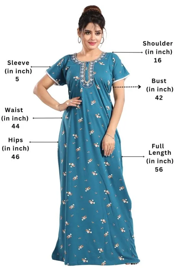 Light_Blue_Two_Way_Lycra_Regular_Fit_Solid_Night_Wear_For_Women