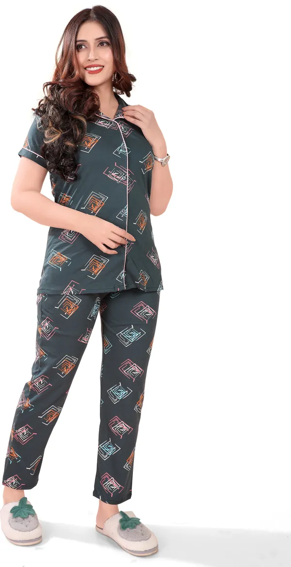 Dark_Green_Cotton_Printed_Shirt_&_Pyjama_Set_For_Women_(_Pack_Of_2_)