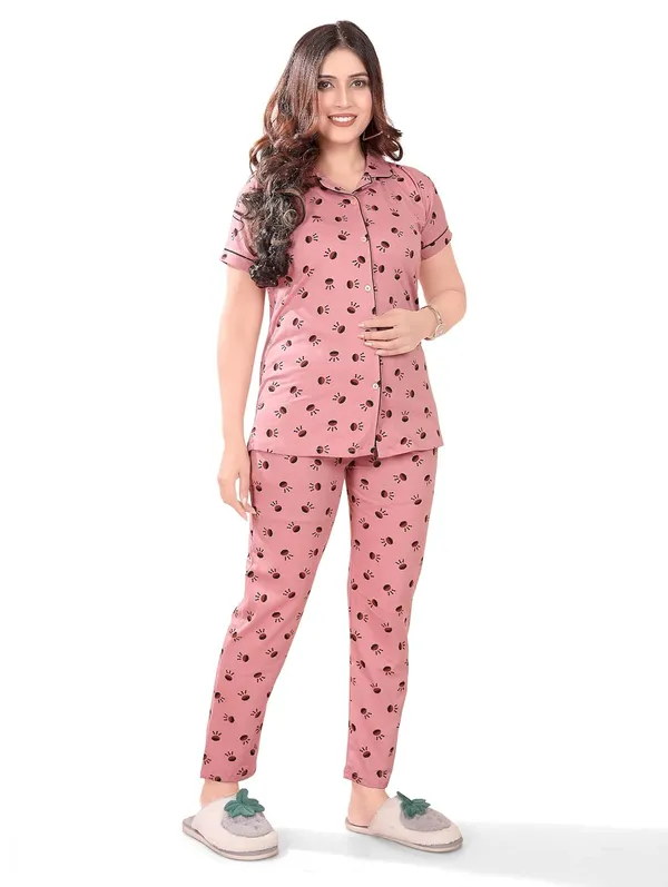 Peach_Two_Way_Lycra_Regular_Fit_Solid_Night_Wear_For_Women