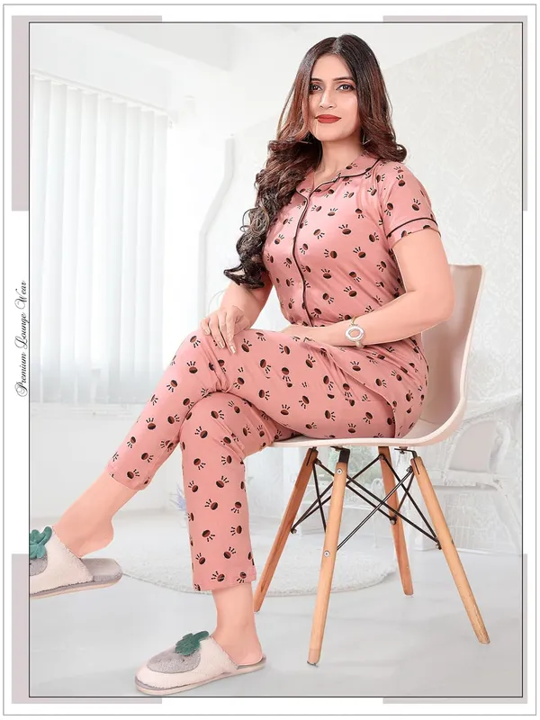 Peach_Two_Way_Lycra_Regular_Fit_Solid_Night_Wear_For_Women