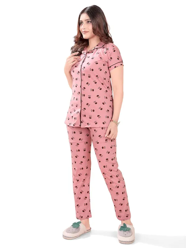 Peach_Two_Way_Lycra_Regular_Fit_Solid_Night_Wear_For_Women