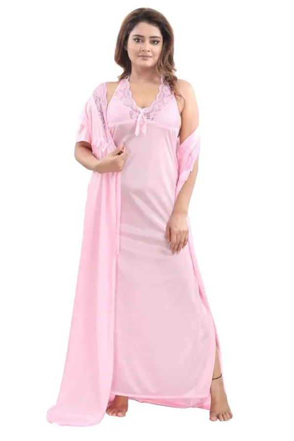 Light_Pink_Two_Way_Lycra_Regular_Fit_Solid_Night_Wear_For_Women_(4_pcs)