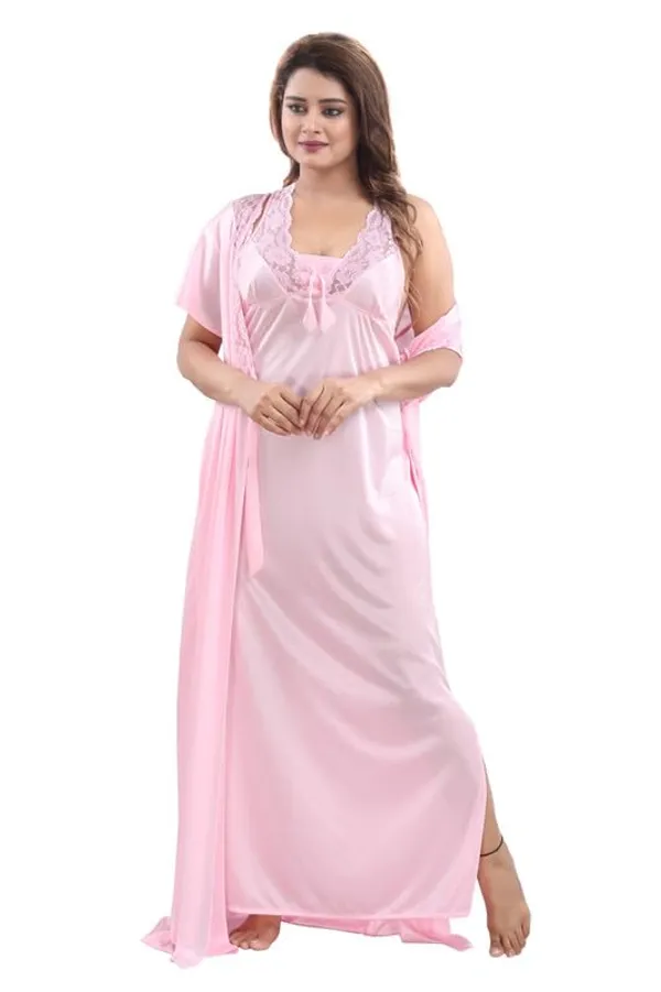Light_Pink_Two_Way_Lycra_Regular_Fit_Solid_Night_Wear_For_Women_(4_pcs)