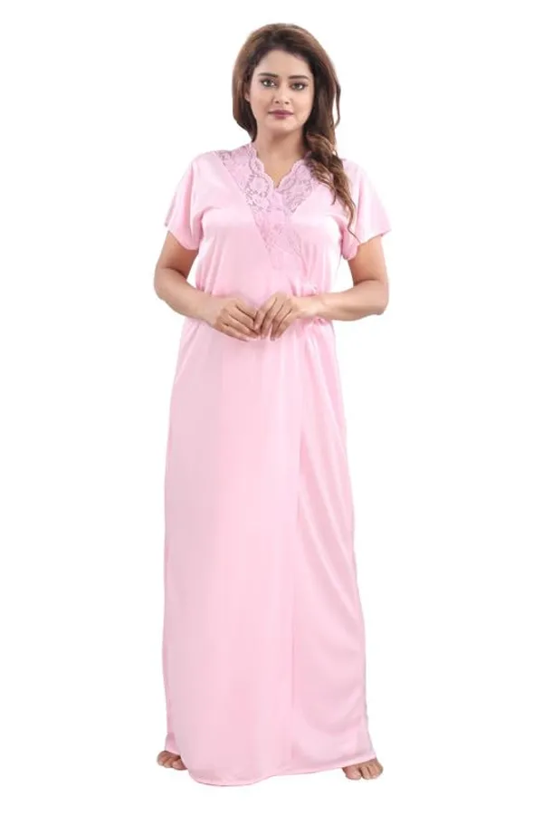 Light_Pink_Two_Way_Lycra_Regular_Fit_Solid_Night_Wear_For_Women_(4_pcs)