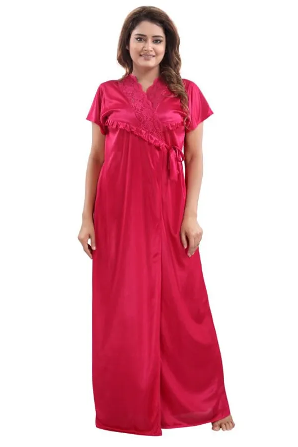Dark_Pink_Two_Way_Lycra_Regular_Fit_Solid_Night_Wear_For_Women_(4_pcs)