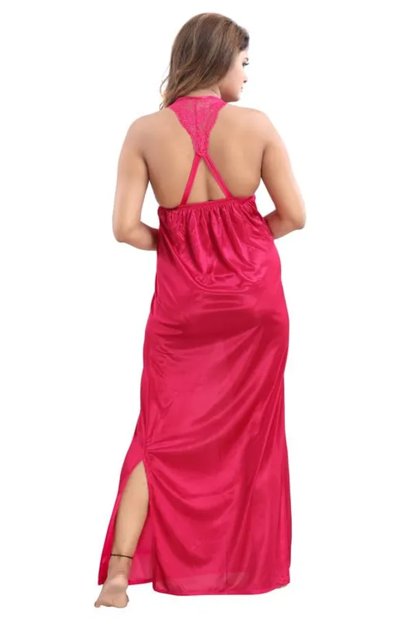 Dark_Pink_Two_Way_Lycra_Regular_Fit_Solid_Night_Wear_For_Women_(4_pcs)