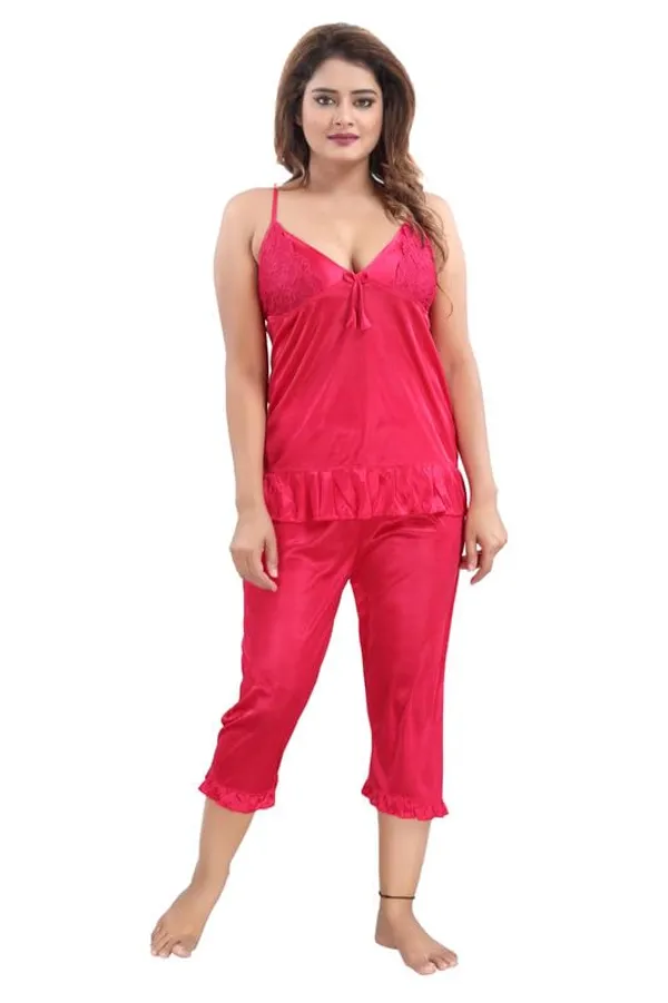 Dark_Pink_Two_Way_Lycra_Regular_Fit_Solid_Night_Wear_For_Women_(4_pcs)
