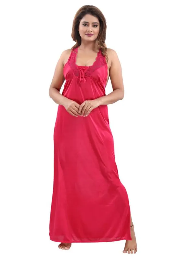 Dark_Pink_Two_Way_Lycra_Regular_Fit_Solid_Night_Wear_For_Women_(4_pcs)