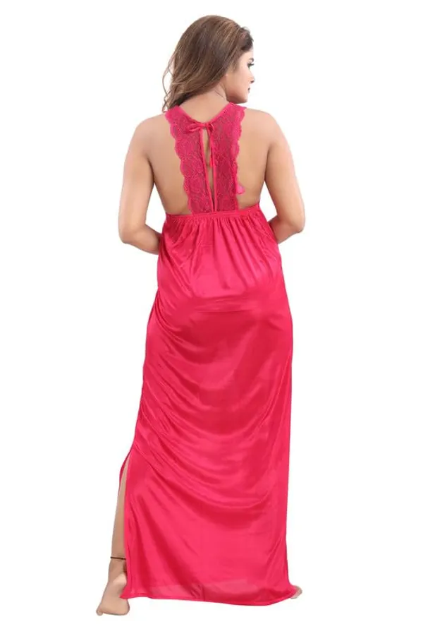 Dark_Pink_Two_Way_Lycra_Regular_Fit_Solid_Night_Wear_For_Women_(4_pcs)