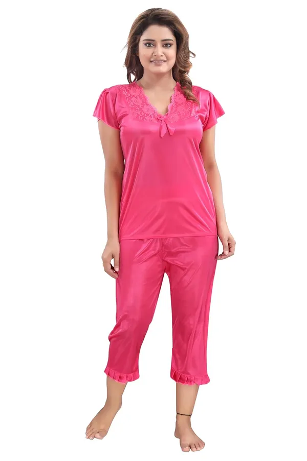 Pink_Two_Way_Lycra_Regular_Fit_Solid_Night_Wear_For_Women_(4_pcs)