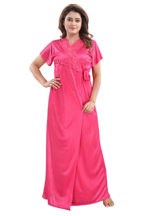 Pink_Two_Way_Lycra_Regular_Fit_Solid_Night_Wear_For_Women_(4_pcs)