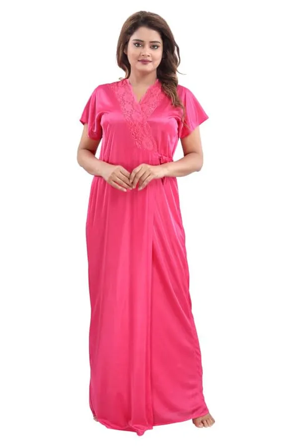 Pink_Two_Way_Lycra_Regular_Fit_Solid_Night_Wear_For_Women_(4_pcs)