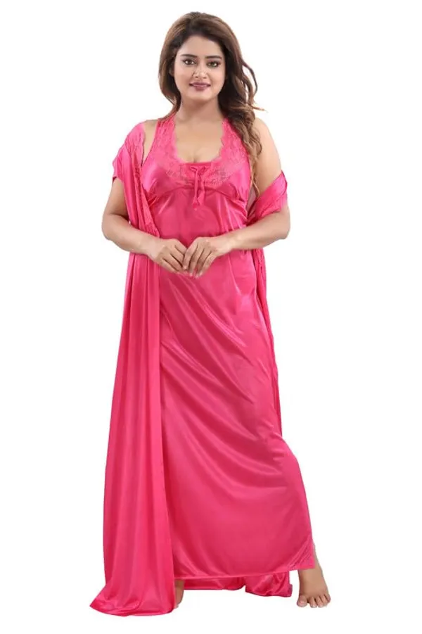 Pink_Two_Way_Lycra_Regular_Fit_Solid_Night_Wear_For_Women_(4_pcs)