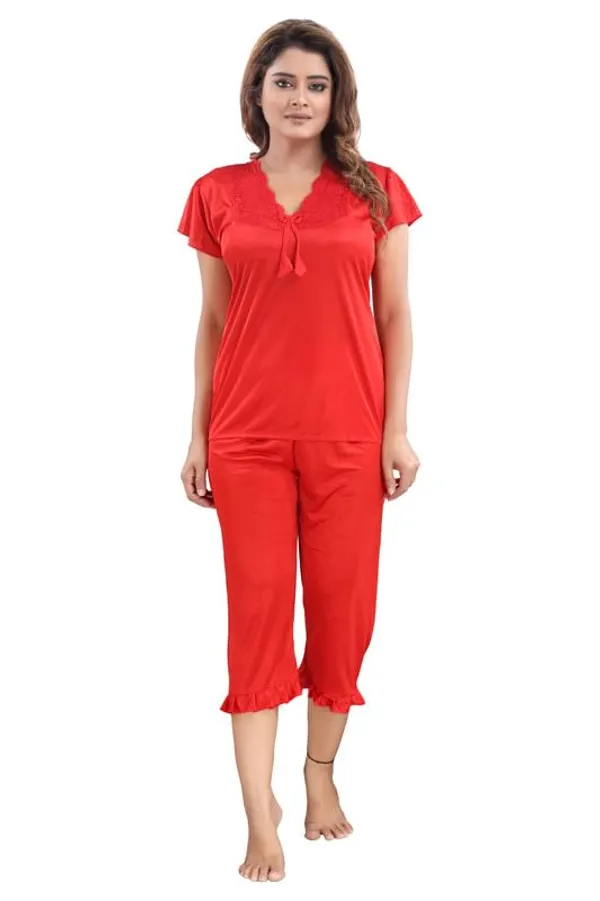 Red_Two_Way_Lycra_Regular_Fit_Solid_Night_Wear_For_Women_(4_pcs)