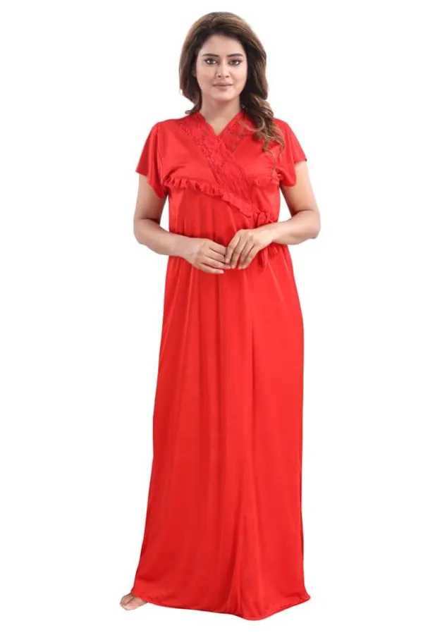 Red_Two_Way_Lycra_Regular_Fit_Solid_Night_Wear_For_Women_(4_pcs)