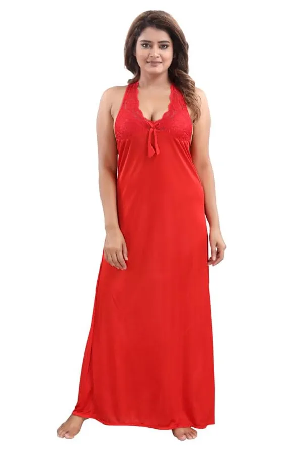 Red_Two_Way_Lycra_Regular_Fit_Solid_Night_Wear_For_Women_(4_pcs)