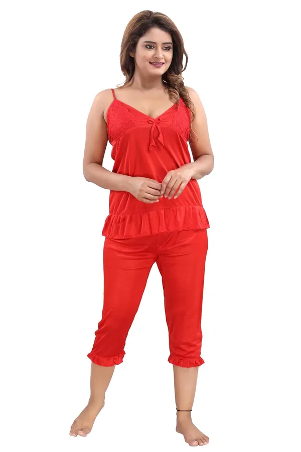Red_Two_Way_Lycra_Regular_Fit_Solid_Night_Wear_For_Women_(4_pcs)