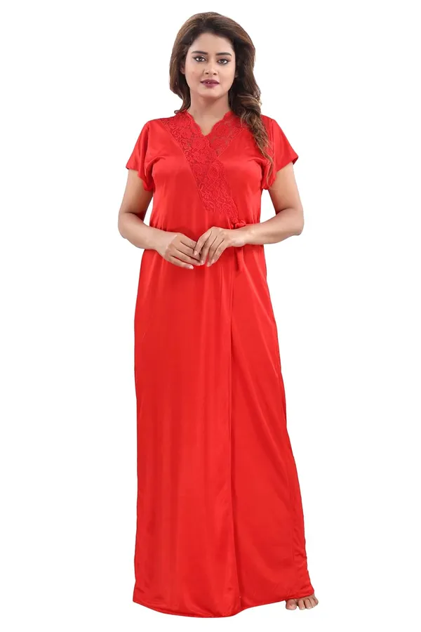 Red_Two_Way_Lycra_Regular_Fit_Solid_Night_Wear_For_Women_(4_pcs)