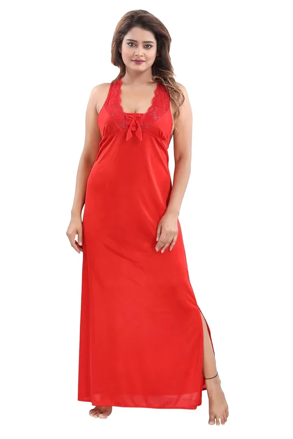 Red_Two_Way_Lycra_Regular_Fit_Solid_Night_Wear_For_Women_(4_pcs)