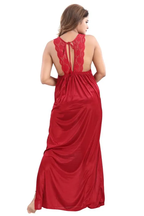 Maroon_Two_Way_Lycra_Regular_Fit_Solid_Night_Wear_For_Women_(4_pcs)