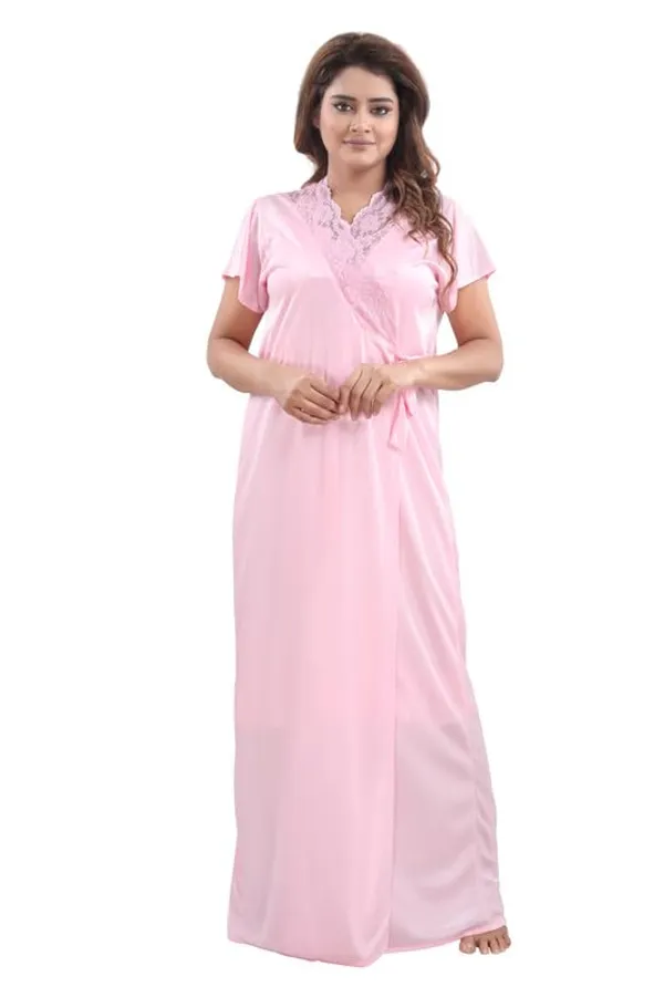 Light_Pink_Two_Way_Lycra_Regular_Fit_Solid_Night_Wear_For_Women_(4_pcs)