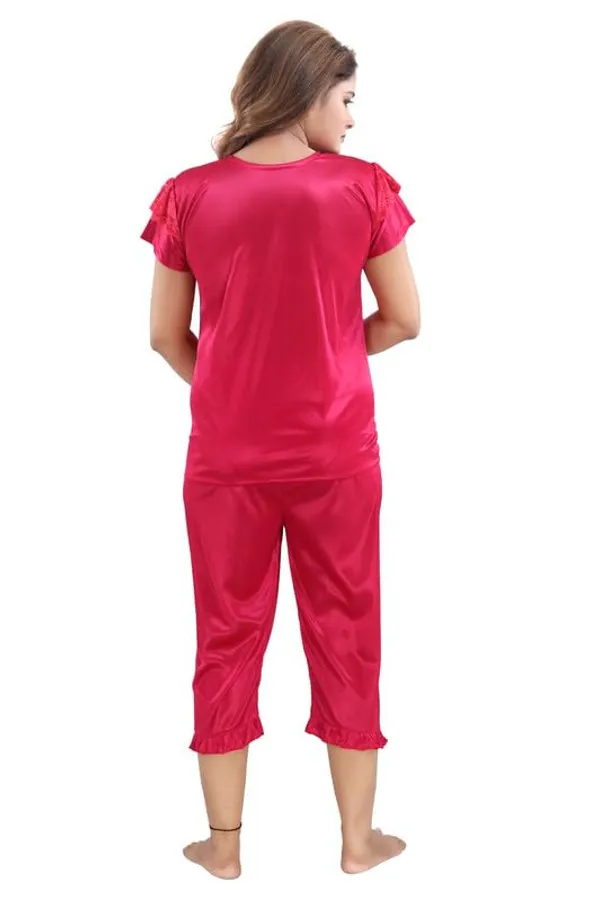 Dark_Pink_Two_Way_Lycra_Regular_Fit_Solid_Night_Wear_For_Women_(4_pcs)