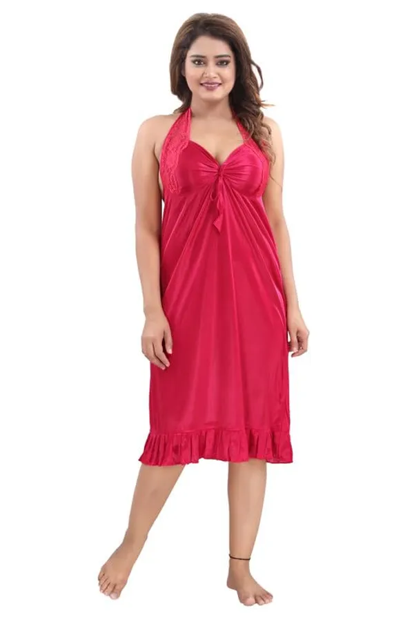 Dark_Pink_Two_Way_Lycra_Regular_Fit_Solid_Night_Wear_For_Women_(4_pcs)