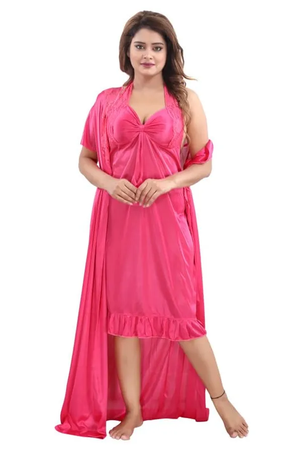 Pink_Two_Way_Lycra_Regular_Fit_Solid_Night_Wear_For_Women_(4_Piece_Set)