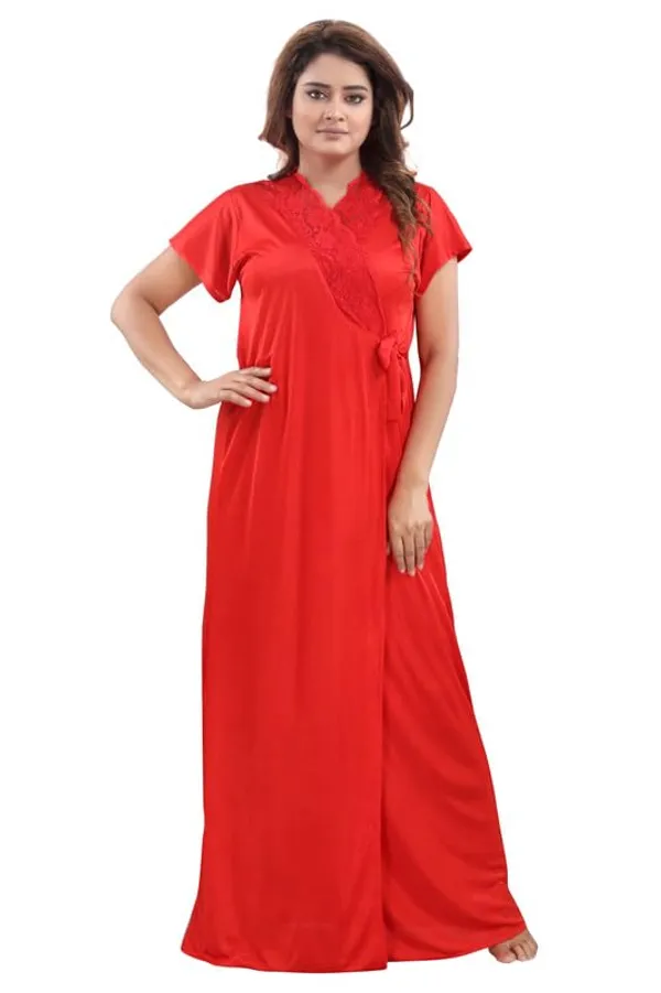 Red_Two_Way_Lycra_Regular_Fit_Solid_Night_Wear_For_Women_(4_pcs)
