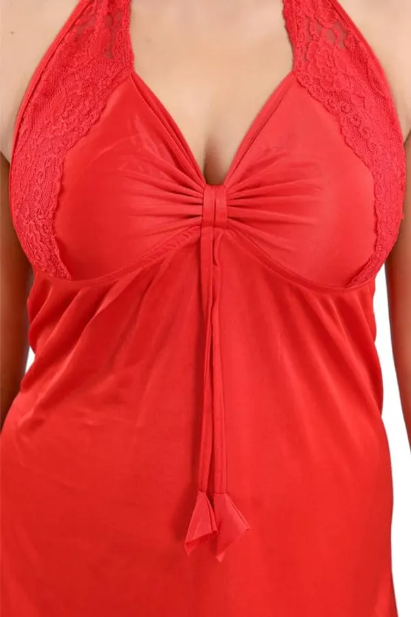 Red_Two_Way_Lycra_Regular_Fit_Solid_Night_Wear_For_Women_(4_pcs)