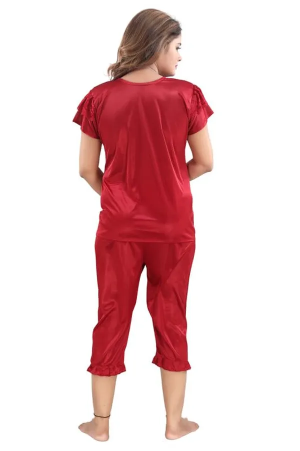 Maroon_Two_Way_Lycra_Regular_Fit_Solid_Night_Wear_For_Women_(4_pcs)
