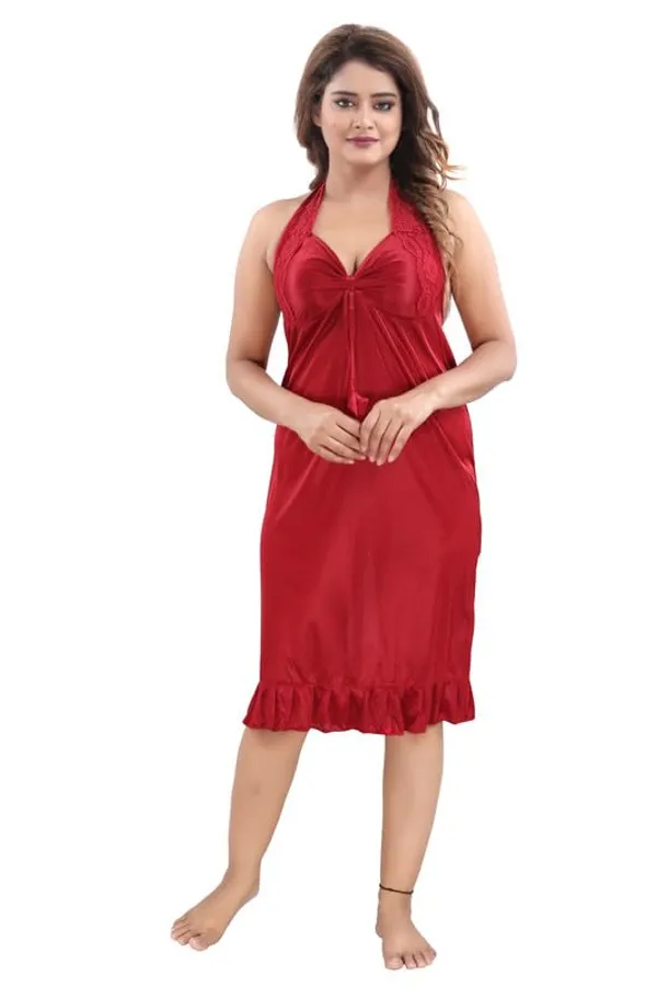 Maroon_Two_Way_Lycra_Regular_Fit_Solid_Night_Wear_For_Women_(4_pcs)