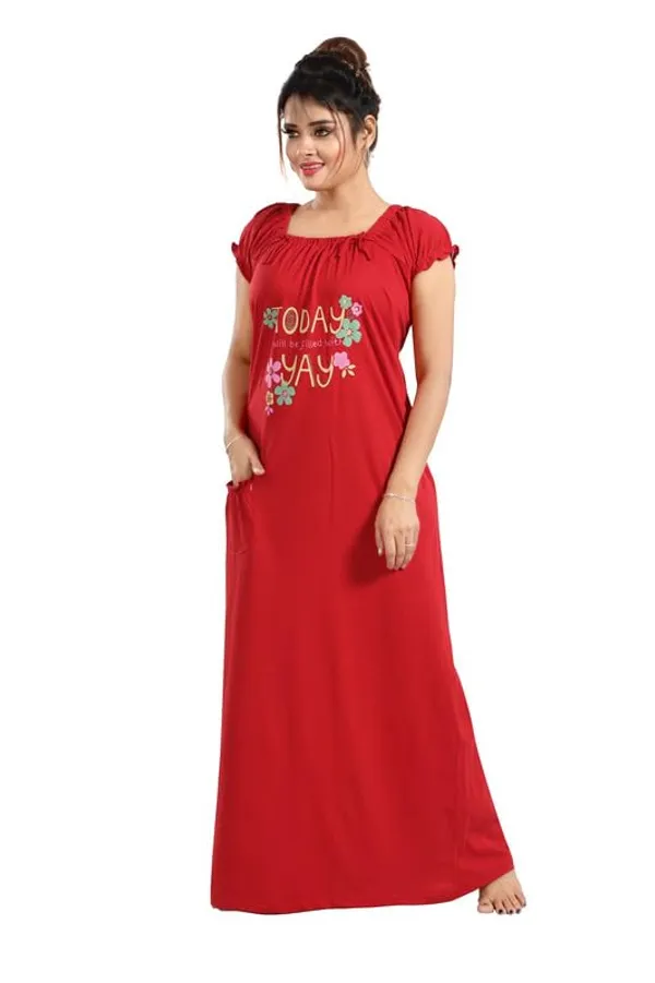 Maroon_Two_Way_Lycra_Regular_Fit_Solid_Night_Wear_For_Women