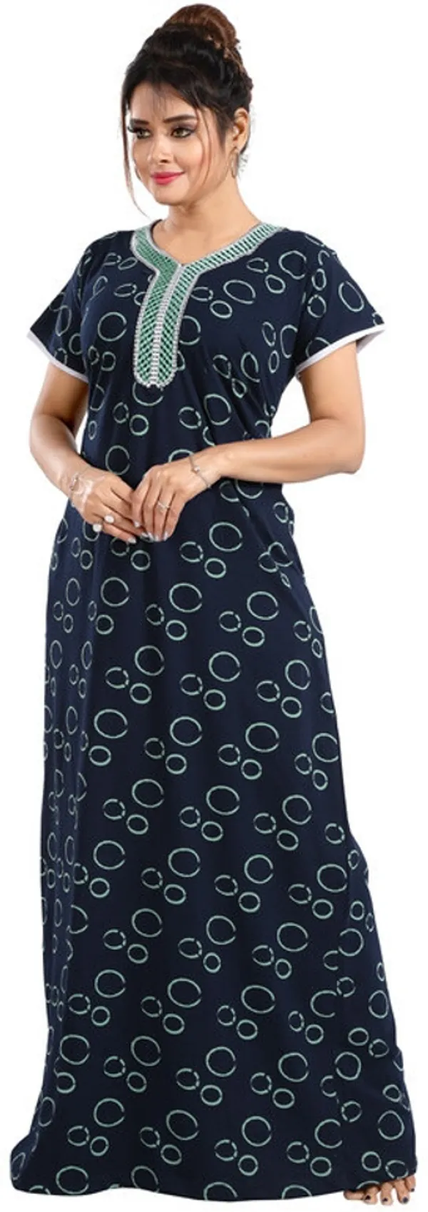 Dark_Blue_Cotton_Printed_Regular_Fit_Nighty_For_Women